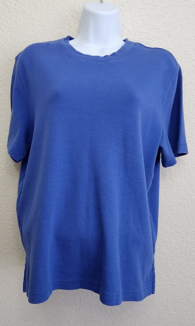 Westbound Petites Blue Crew Neck Short Sleeve Top PM Lightweight Soft Stretch